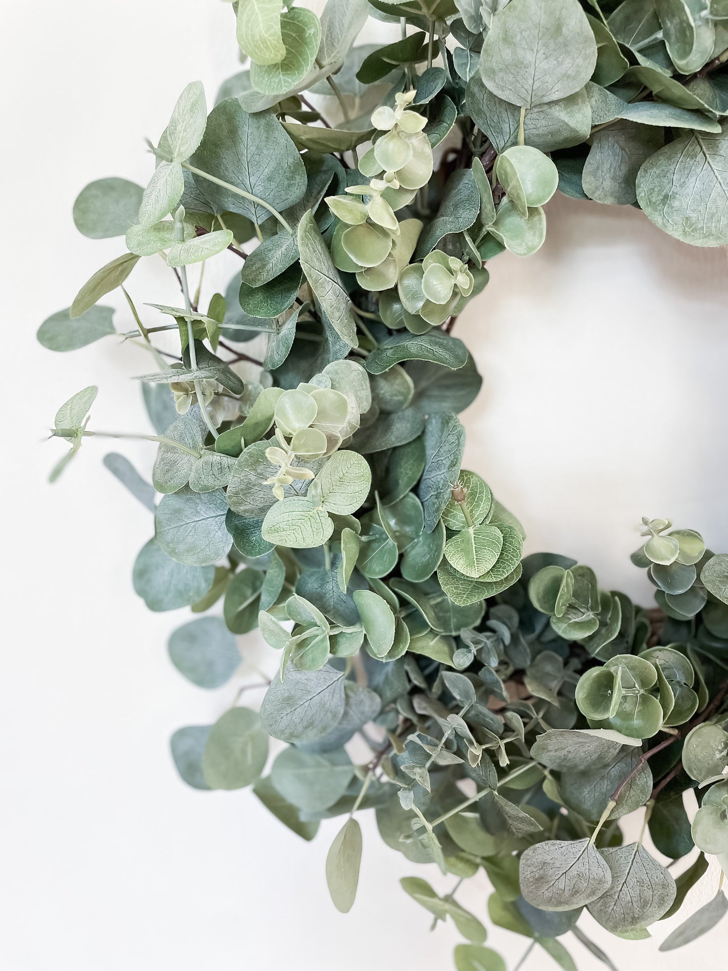 Artificial Eucalyptus Wreath with Copper Velvet Ribbon Wreath