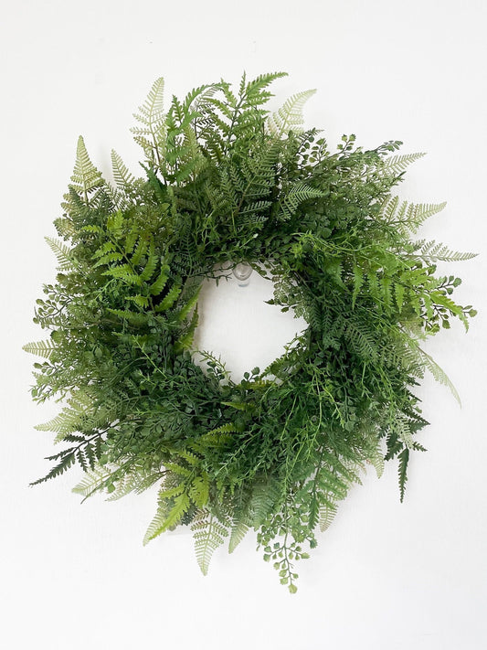 Year Round Fern Wreath with Realistic Artificial Greenery