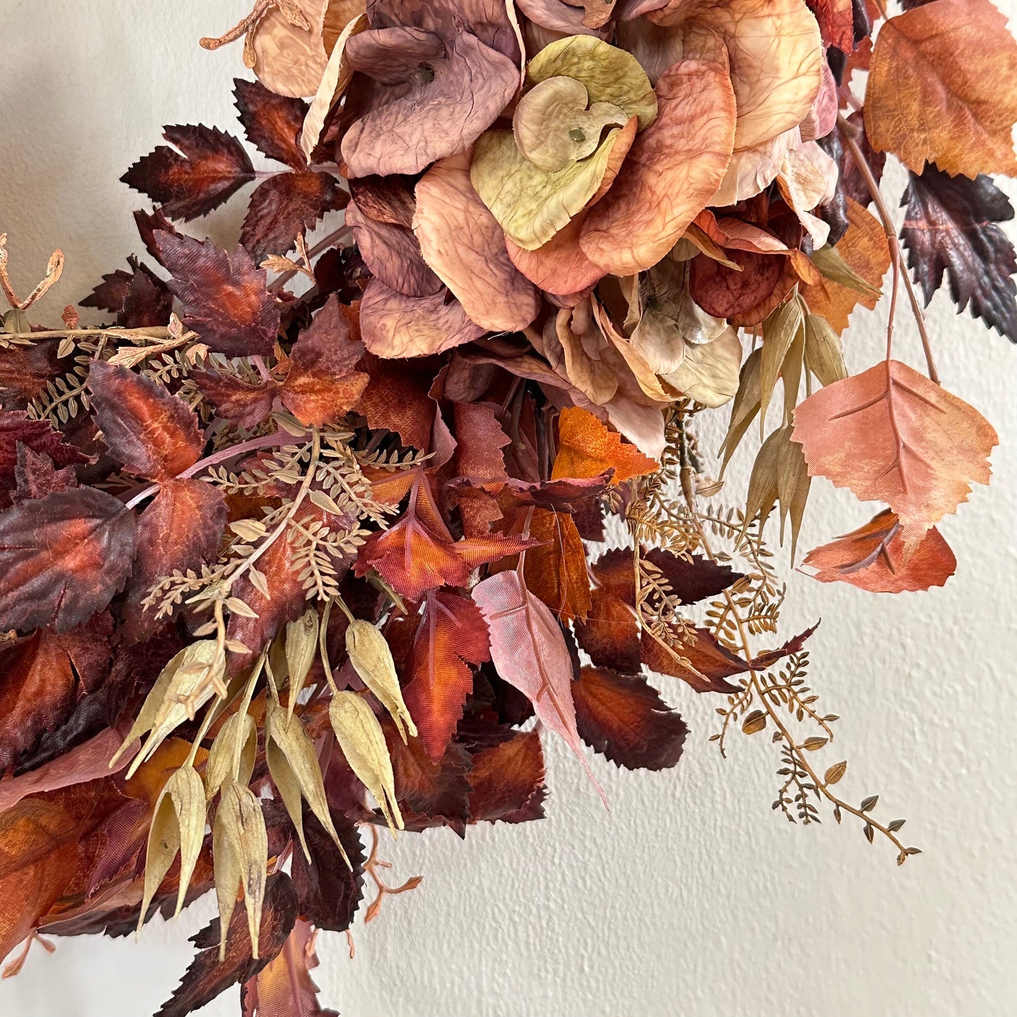 Fall Hydrangea and Eucalyptus Wreath | Terracotta and Rust Colored Faux Floral Wreath for Front Door | Elegant Autumn Wreath | READY TO SHIP