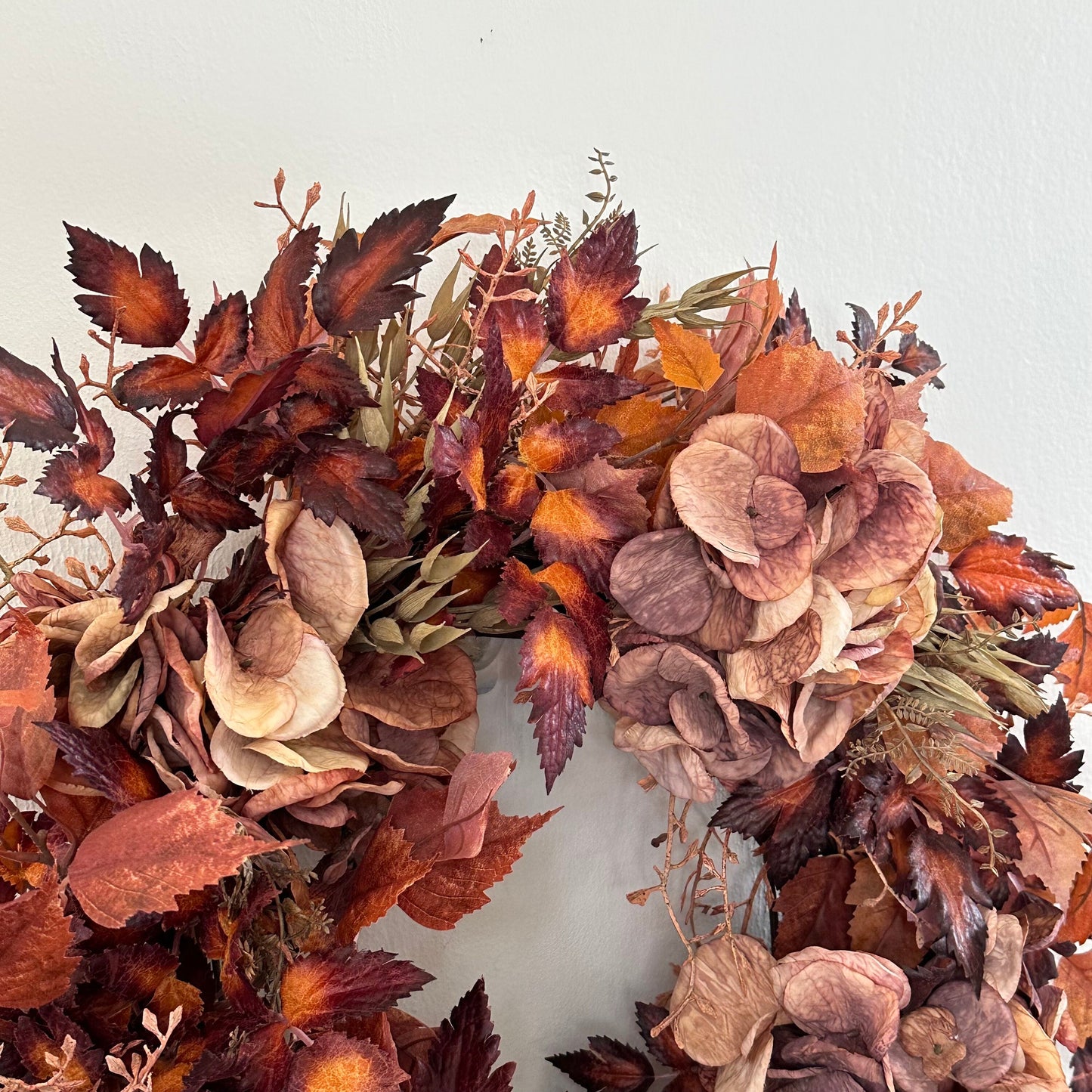Fall Hydrangea and Eucalyptus Wreath | Terracotta and Rust Colored Faux Floral Wreath for Front Door | Elegant Autumn Wreath | READY TO SHIP