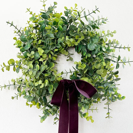 Mini Eucalyptus Wreath for Everyday Front Door Decor, Small Christmas Wreath for Candle Centerpiece, Kitchen Cabinet Wreath, Window Wreath