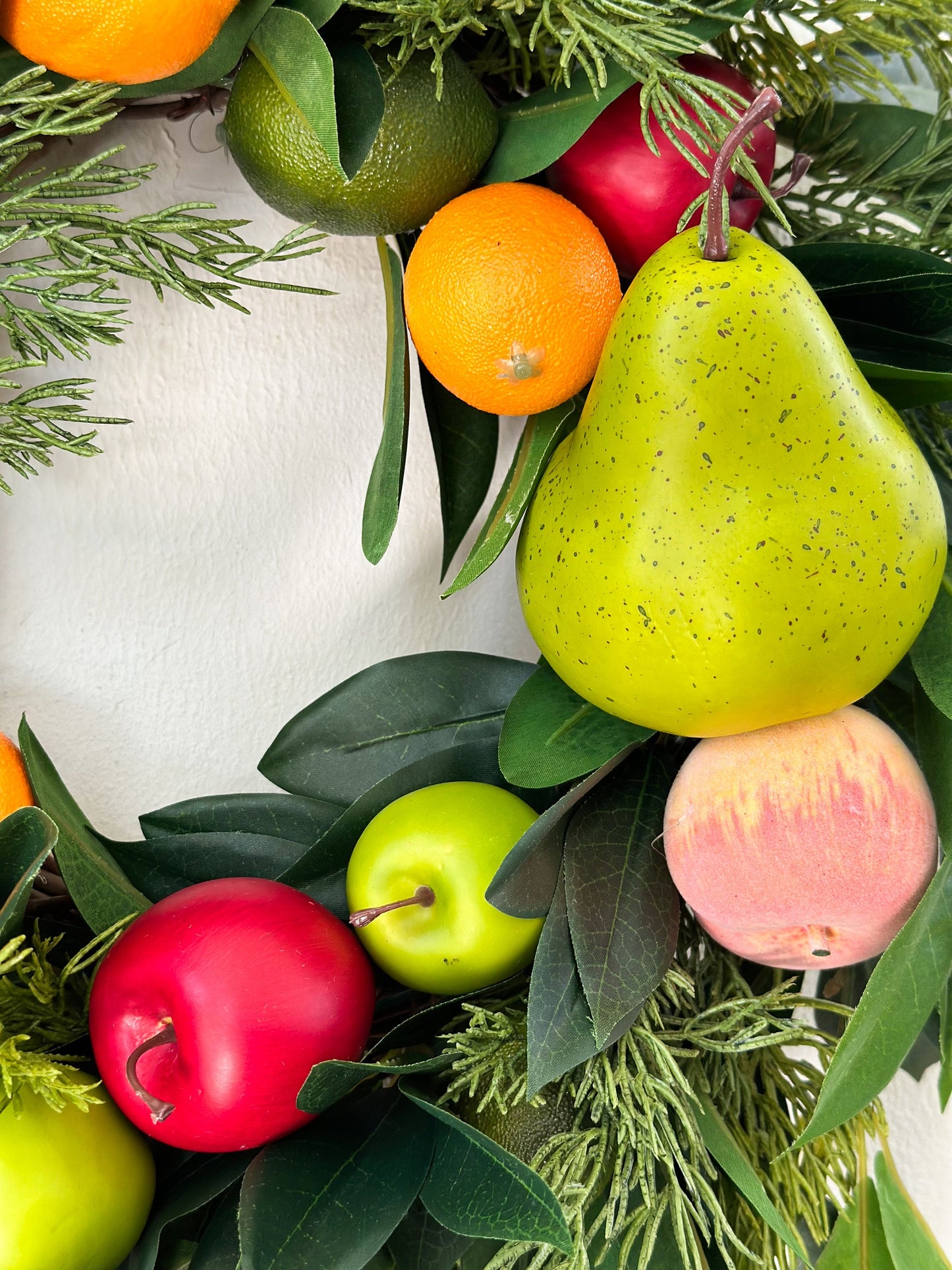 Christmas Fruit Wreath with Laurel Greenery